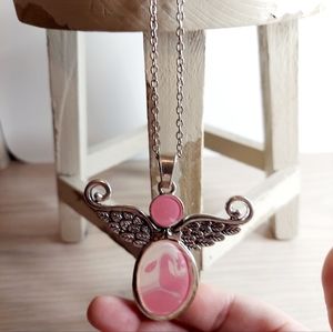 Artisan Pour Painted Pink Angel Necklace